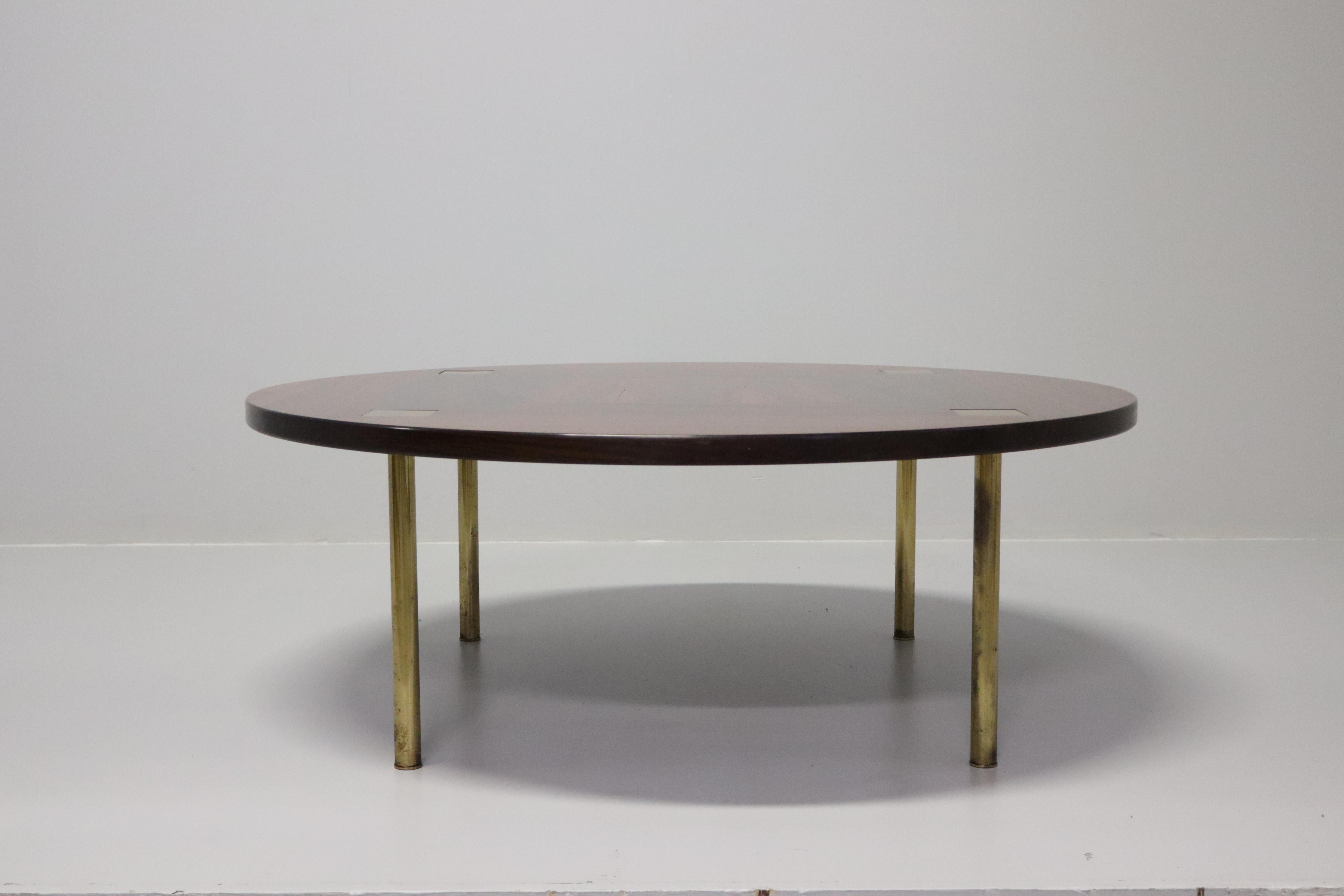 Low Table by Ettore Sottsass in Wood and Brass by Poltronova 1950s For Sale 2