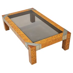 Smoked Wood and Glass Low Table by Milo Baughman 1970 Mid-Century Modern