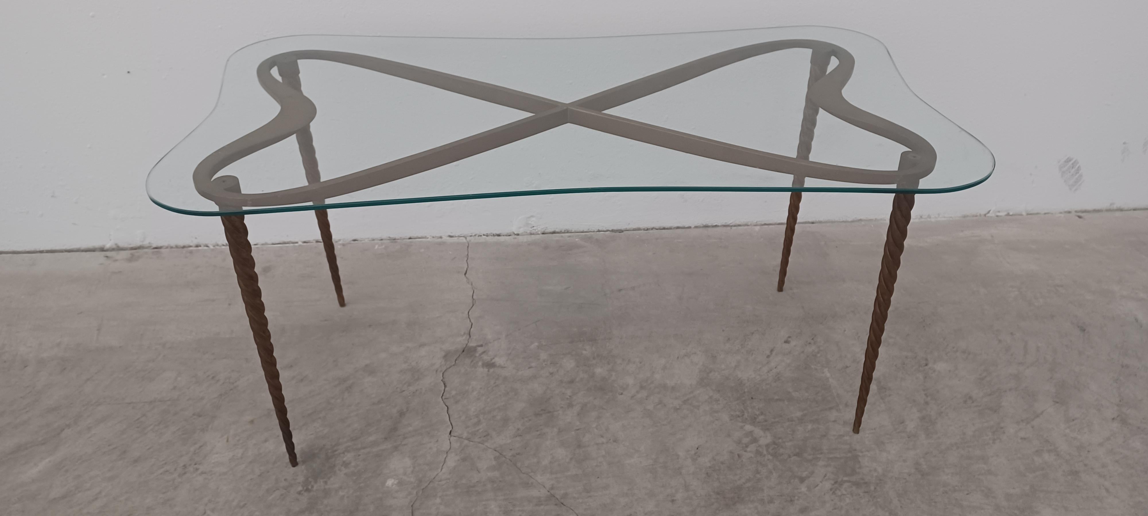 Post-Modern tavolo basso in ottone e vetro Carlo Enrico Rava For Sale