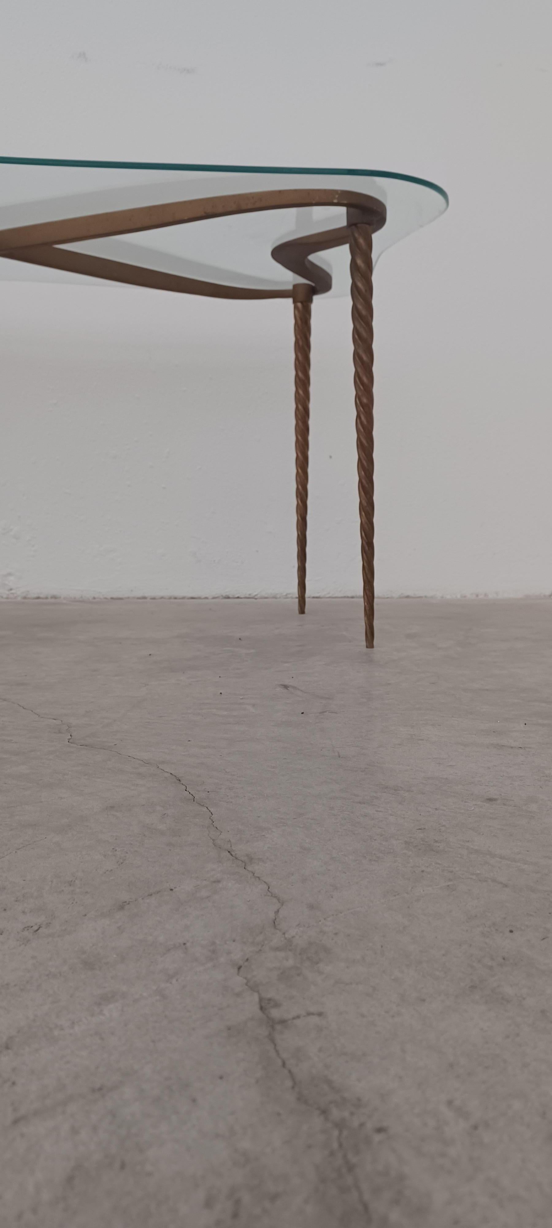 Brass tavolo basso in ottone e vetro Carlo Enrico Rava For Sale