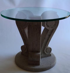 Tavolo basso -Originale base scolpita in pietra-made in Italy