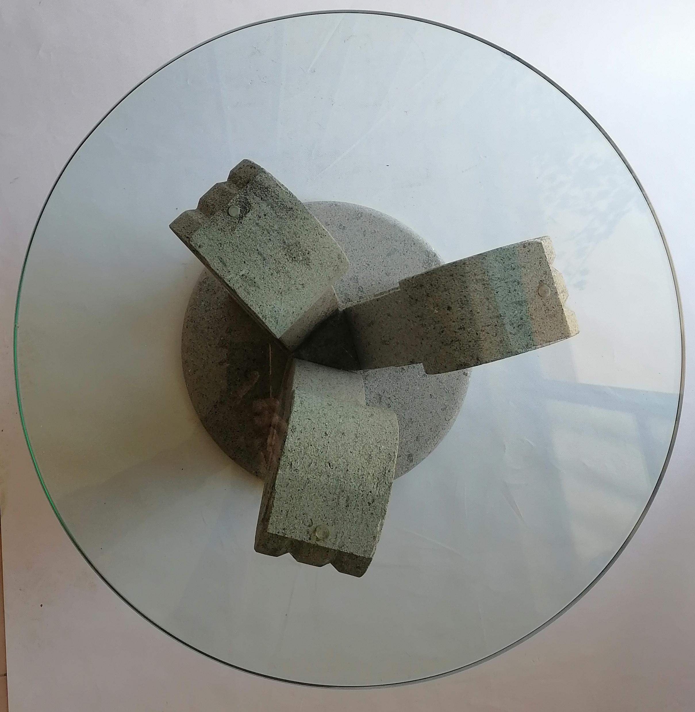 Fin du 20e siècle Tavolo basso -Originale base scolpita in pietra-made in Italy en vente