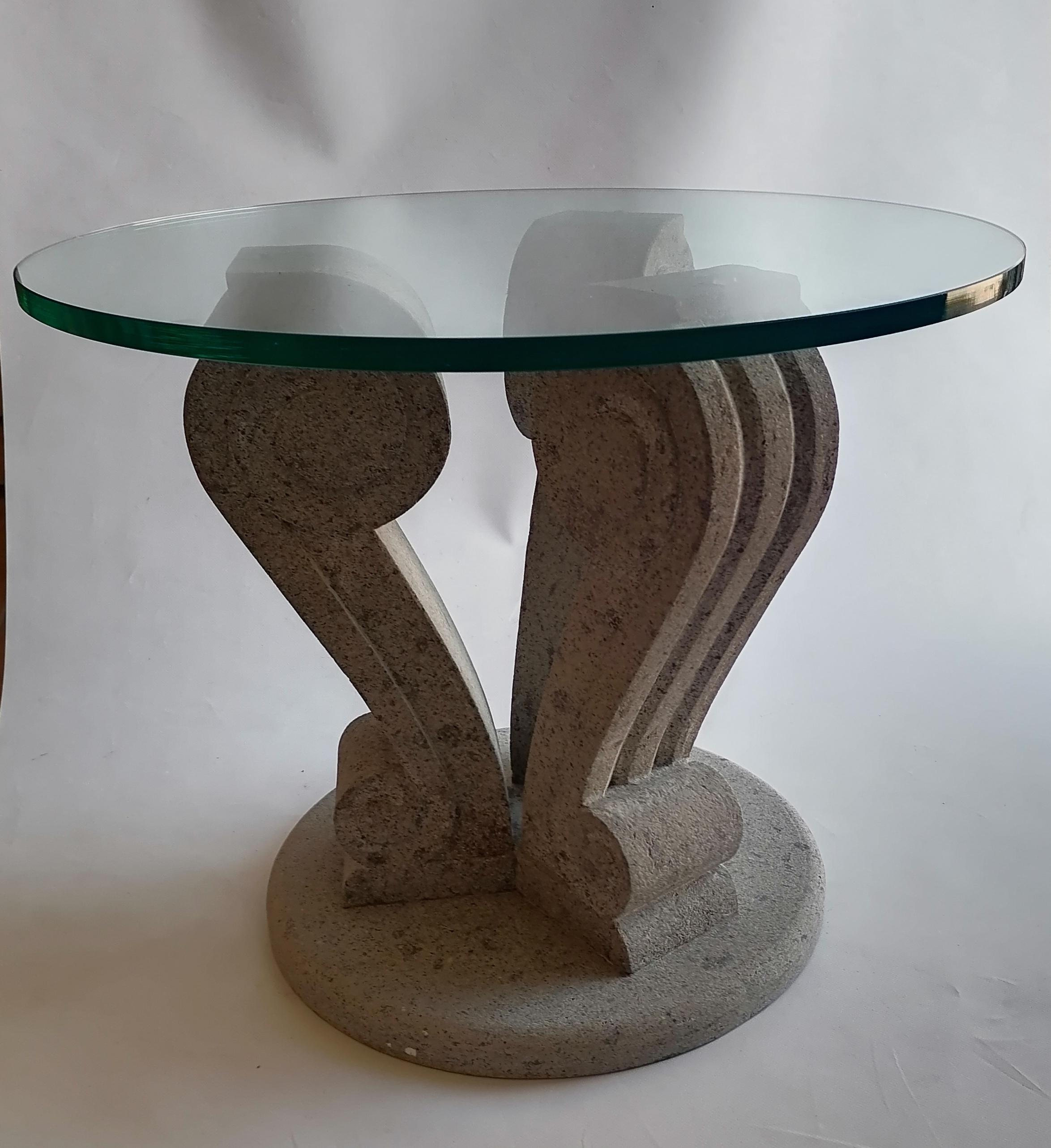 Pierre Tavolo basso -Originale base scolpita in pietra-made in Italy en vente