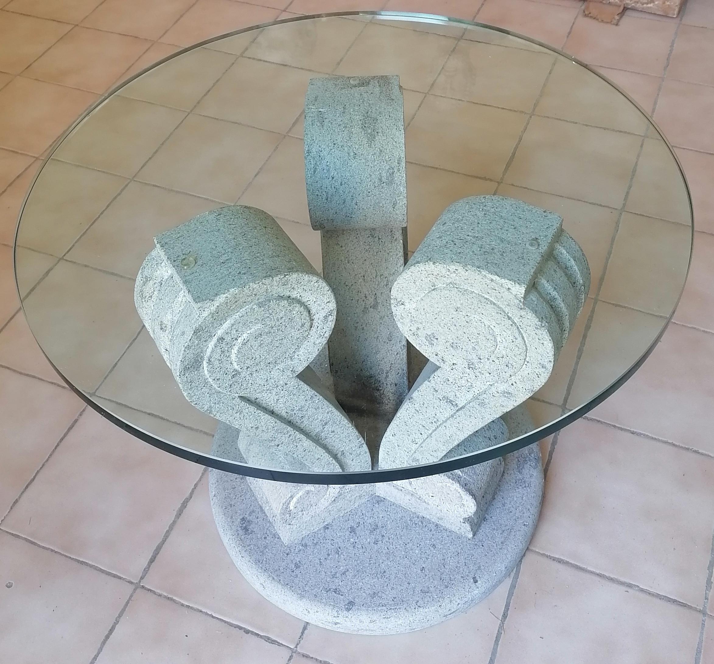 Tavolo basso -Originale base scolpita in pietra-made in Italy en vente 1