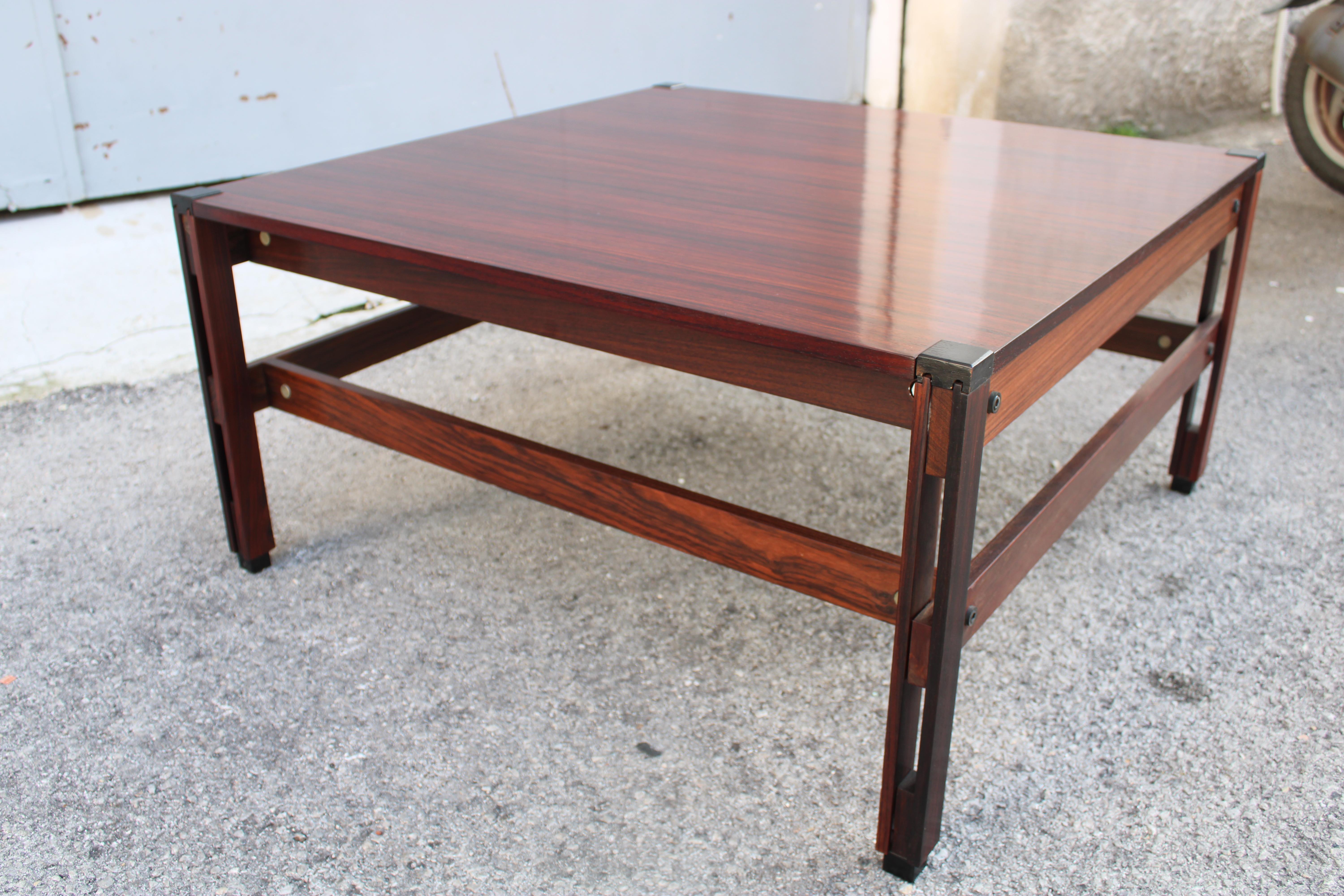 Niedriger quadratischer brauner Holztisch MIM Ico Parisi Modell Tivoli 1960 Etikett im Angebot 3