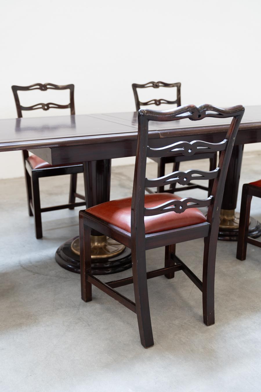 Table avec 6 chaises style naval 1970 - 1980 en vente 8