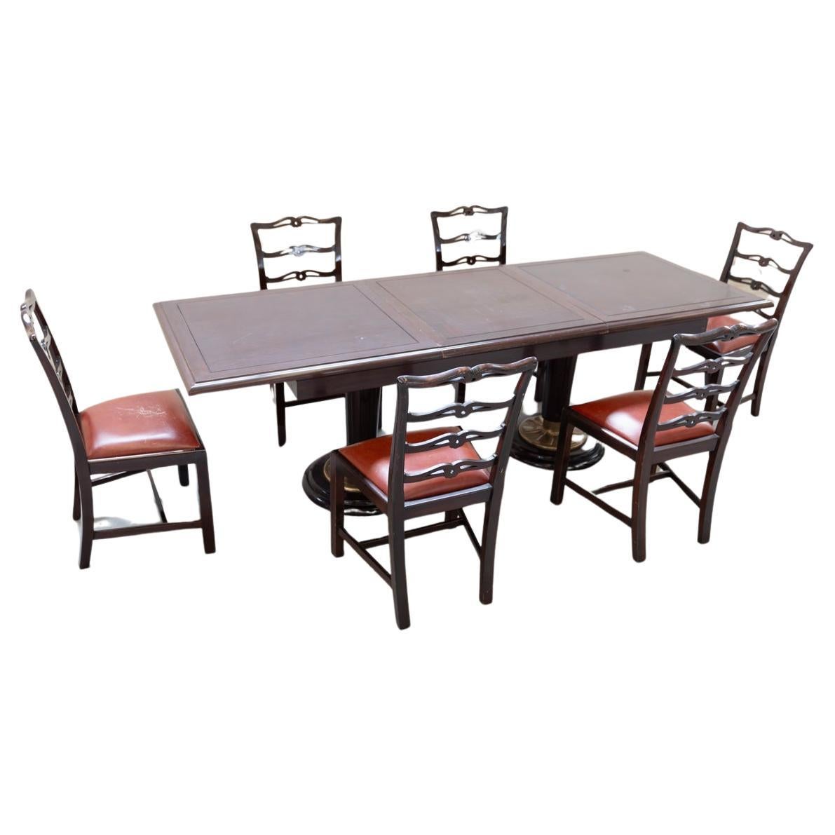 Table with 6 chairs naval style 1970 - 1980 For Sale