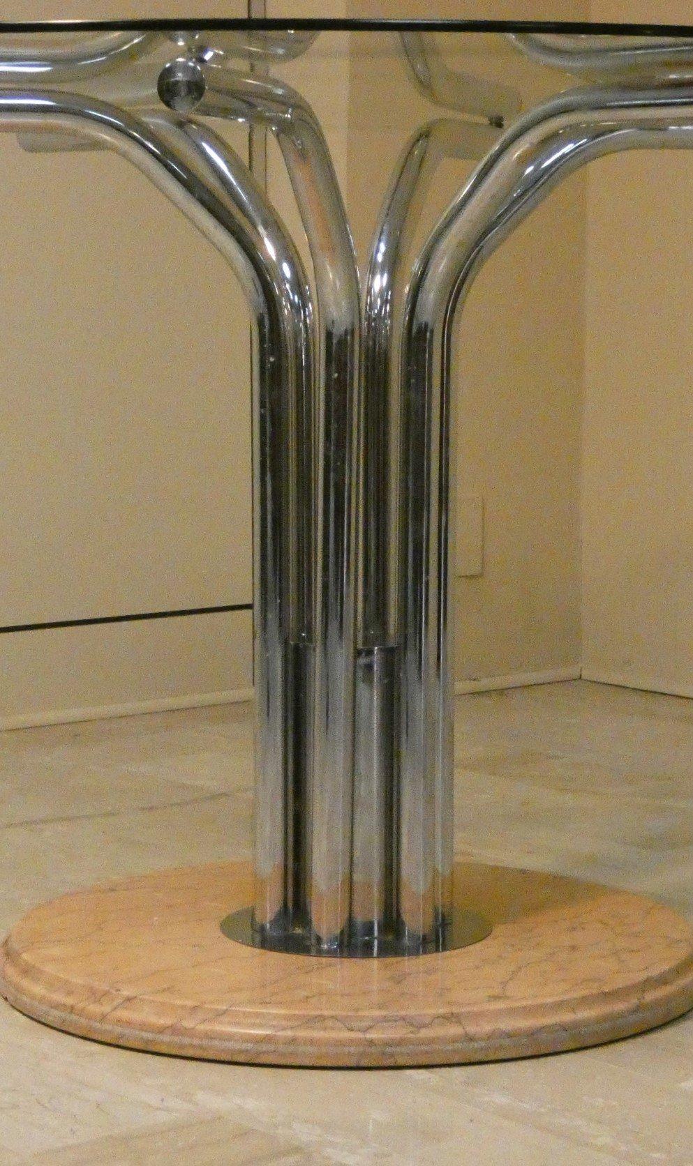 Mesa con base de mármol y tapa de cristal templado de Giotto Stoppino, Italia Late 20th Century en venta