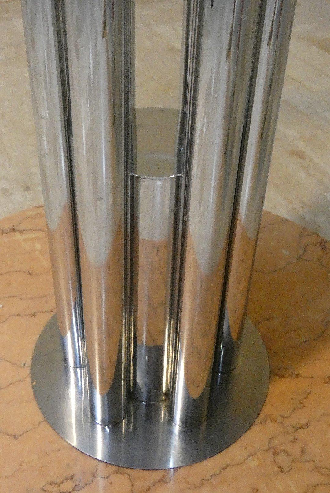 Mesa con base de mármol y tapa de cristal templado de Giotto Stoppino, Italia Acero en venta