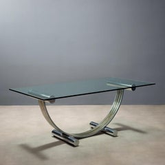 Tavolo con piano in cristallo anni '70 Design di Renato Zevi