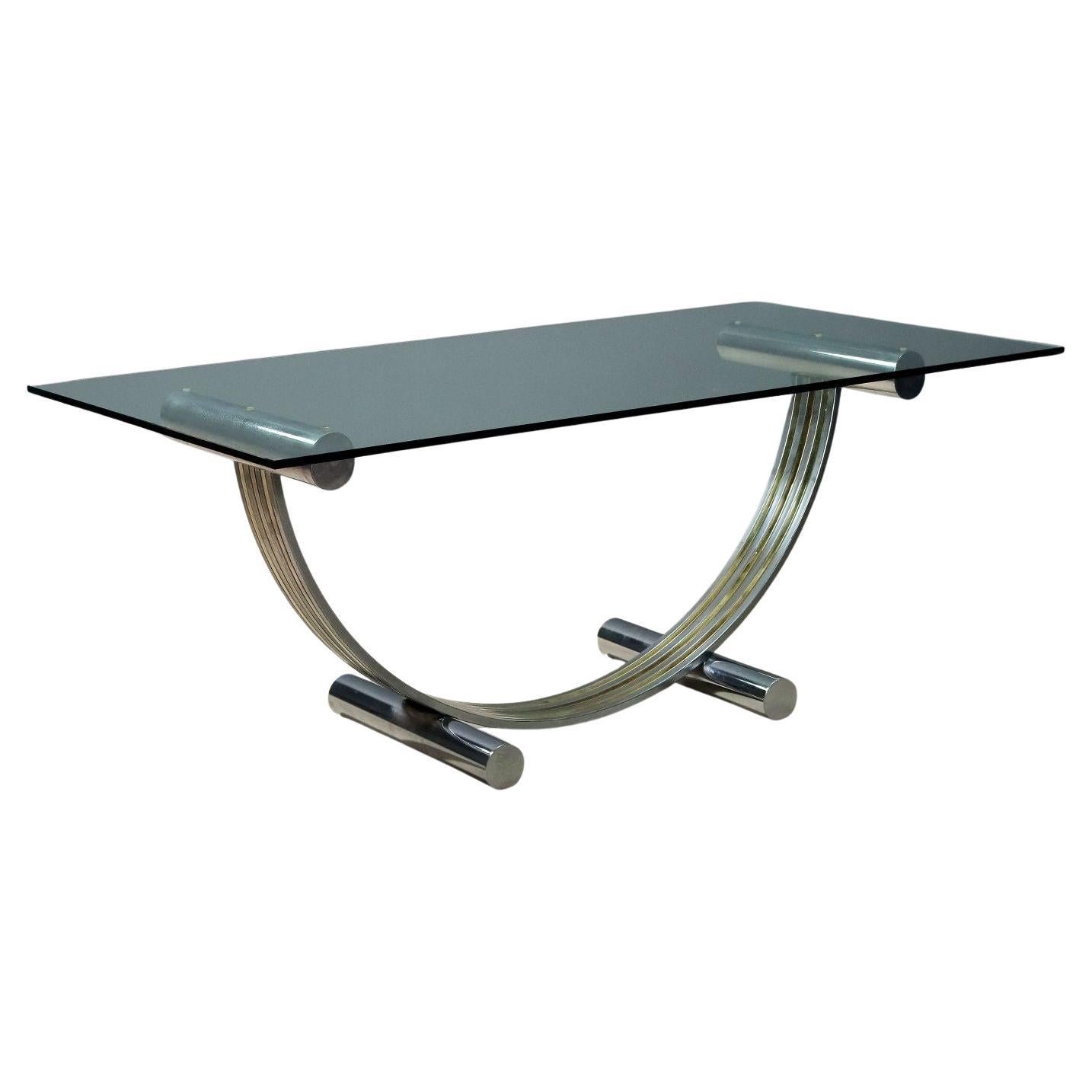 Tavolo con piano in cristallo anni 
70 Design di Renato Zevi