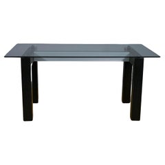 Table with rectangular tempered glass top, Italy, 1970s