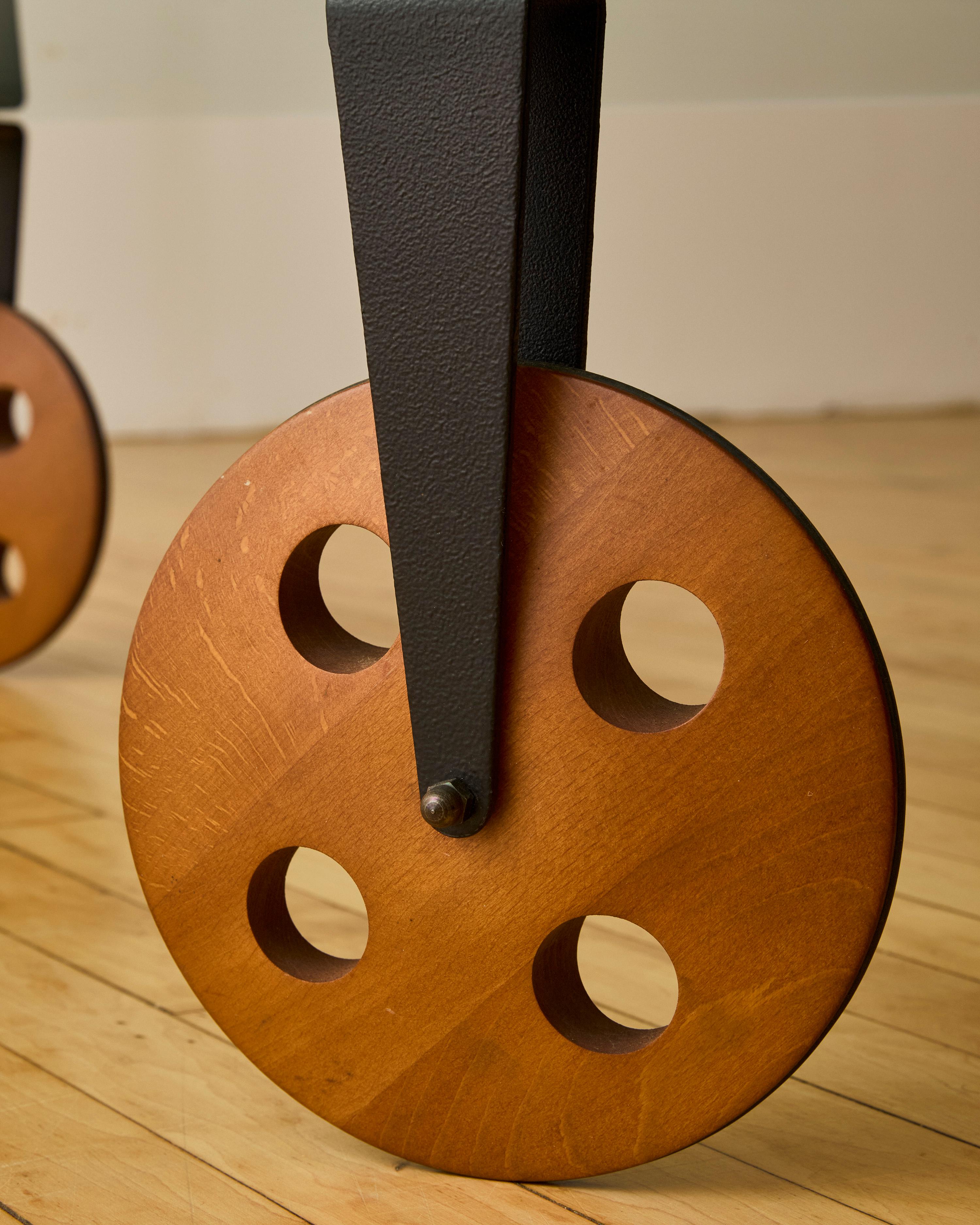 'Tavolo con Ruote' glass coffee table on wooden wheels by Gae Aulenti for Fontana Arte.