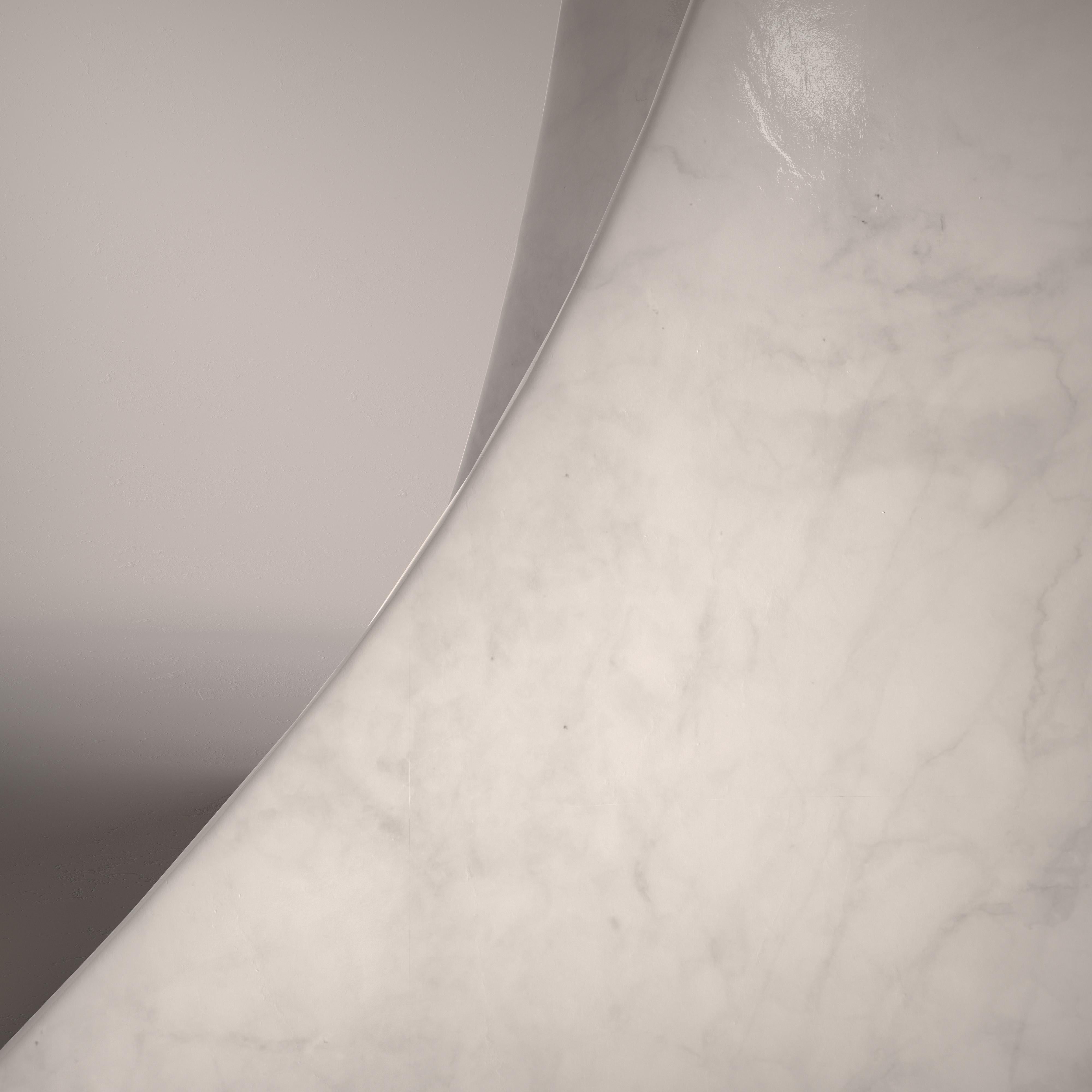 Tavolo rotondo contemporaino en marmo bianco di Carrara par Carcino Design Neuf - En vente à Treviso, IT