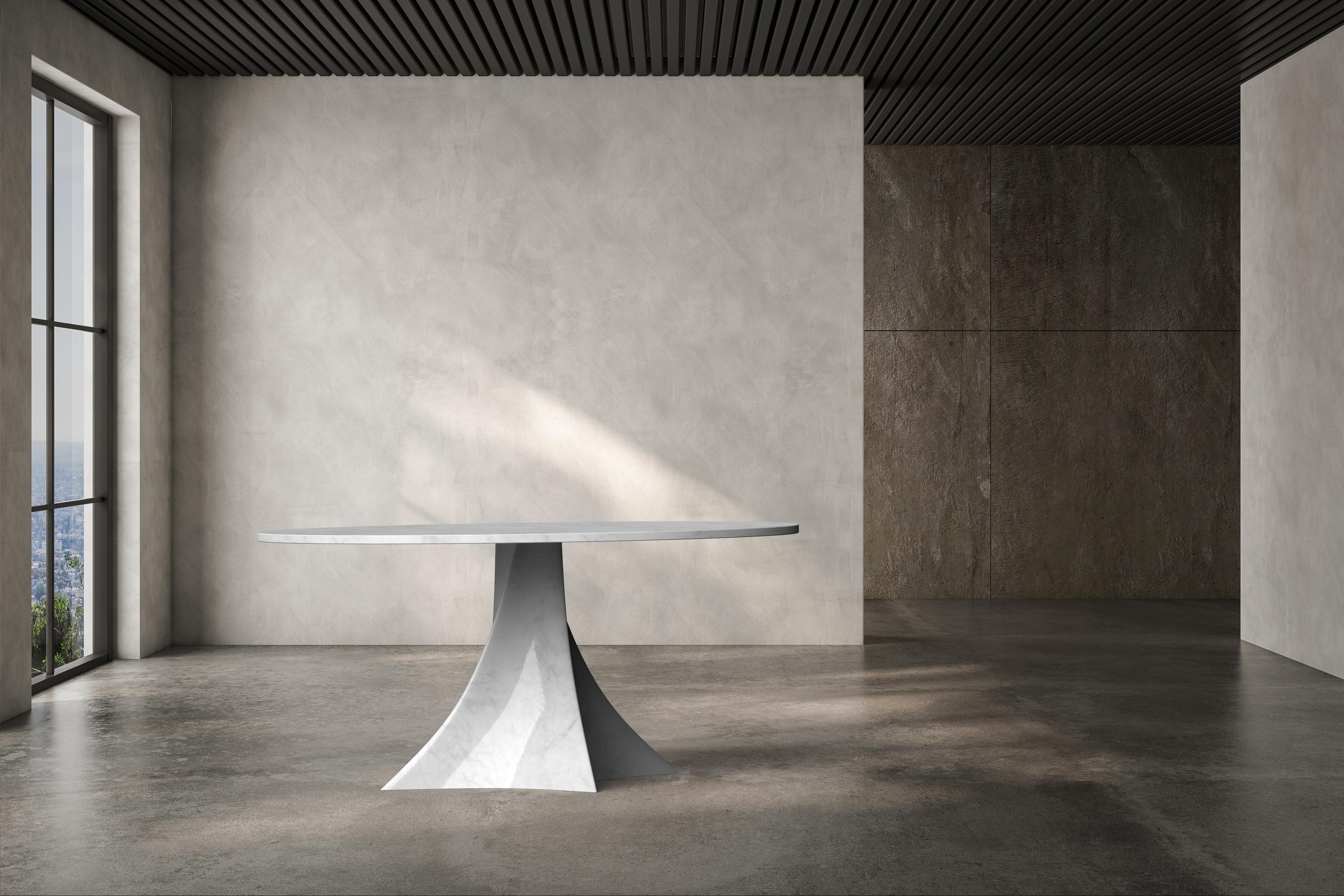 Tavolo rotondo contemporaino en marmo bianco di Carrara par Carcino Design en vente 2