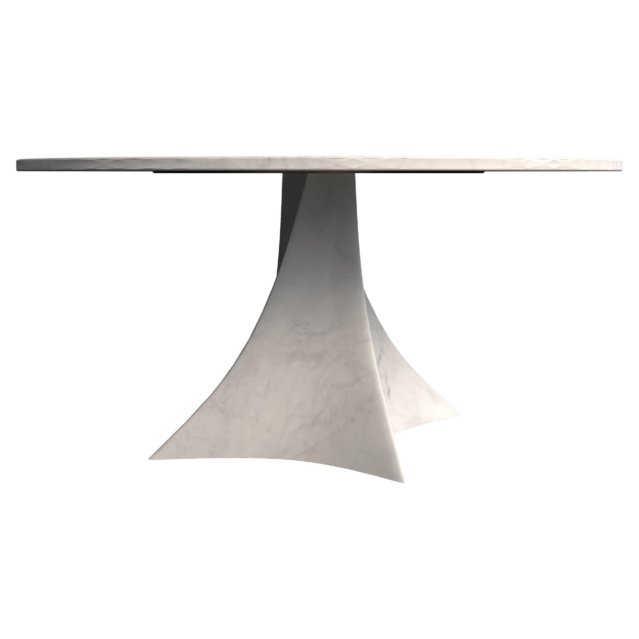 Tavolo rotondo contemporaneo in Marmo Bianco di Carrara von Carcino Design