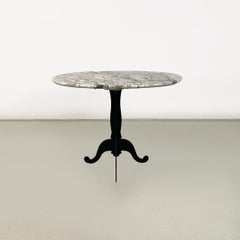 Italian oval marble top and metal legs coffee table, 1970s