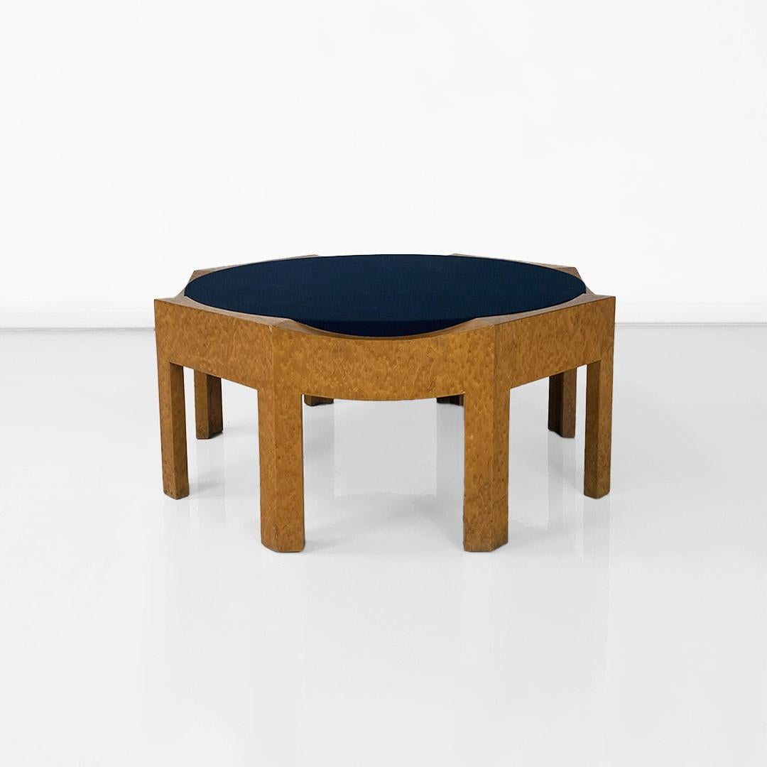 Mid-Century Modern Tavolo da caffè Mitzi in radica e velluto di Hans Hollein per Poltronova, 1981 For Sale