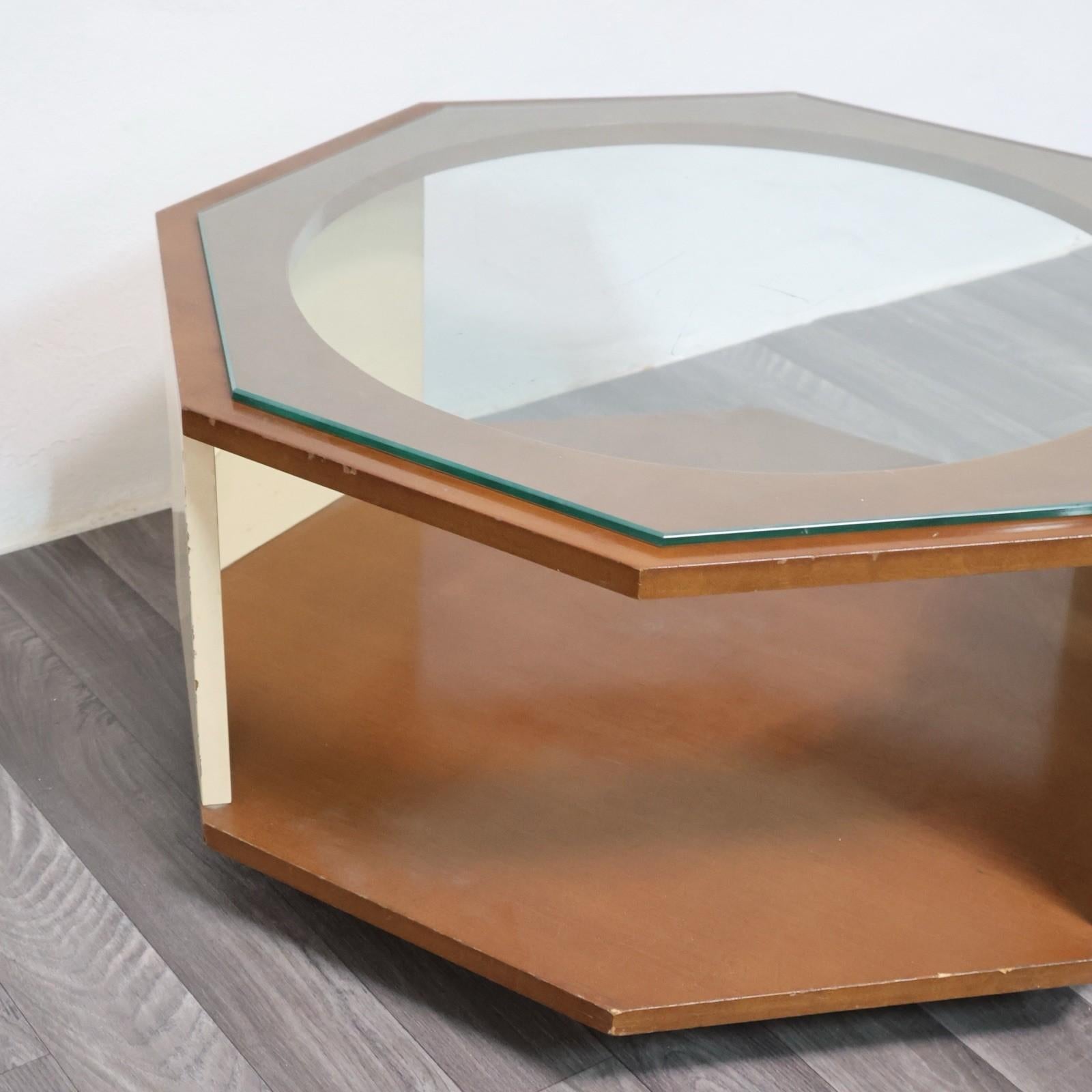 Tavolo da caffè ottagonale space age 1970’s Design modernariato For Sale 2