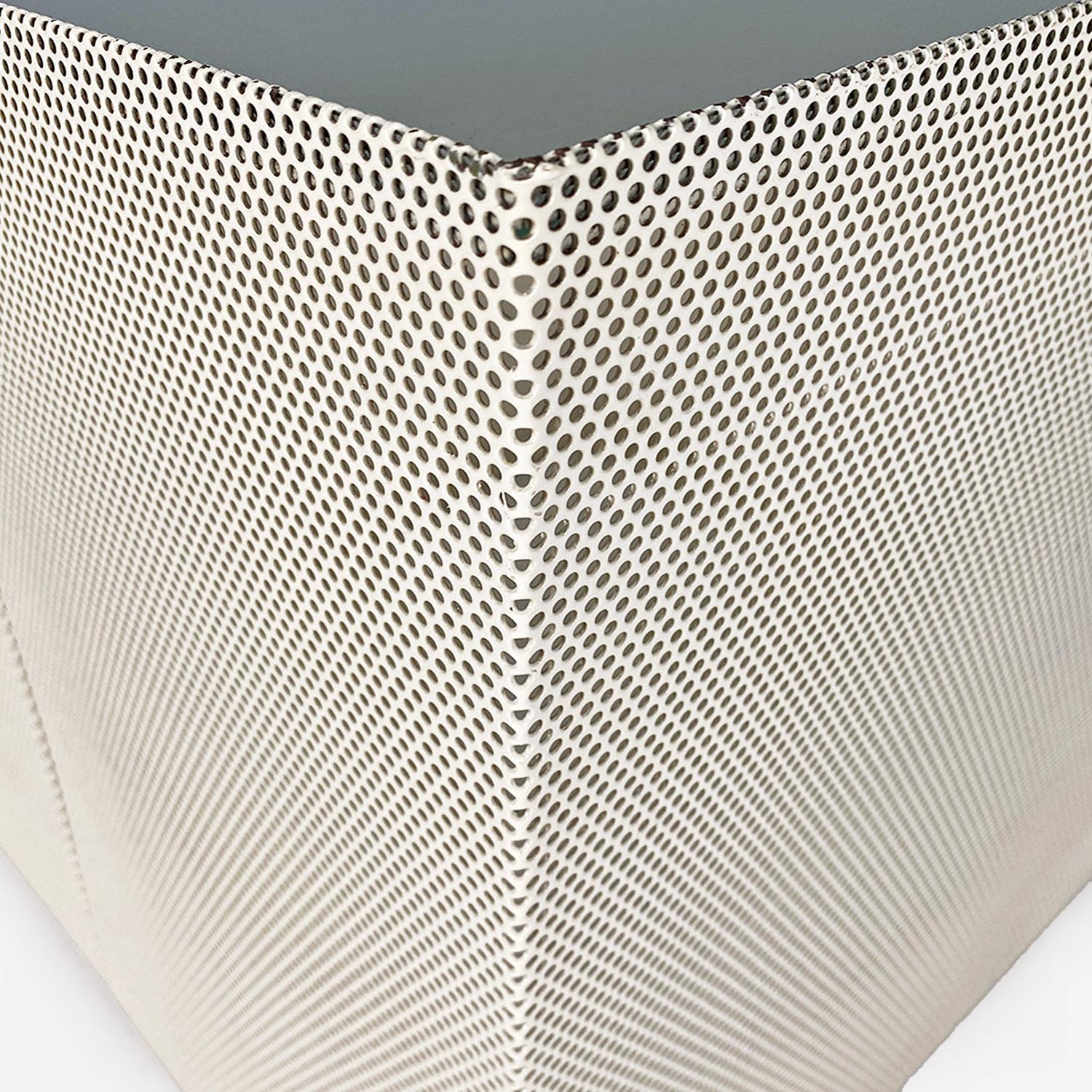 Microperforated metal quasi-cube coffee table, modern Italian, ca. 1980. For Sale 6
