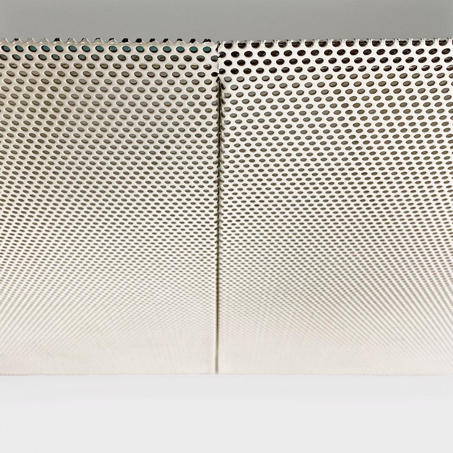 Microperforated metal quasi-cube coffee table, modern Italian, ca. 1980. For Sale 7
