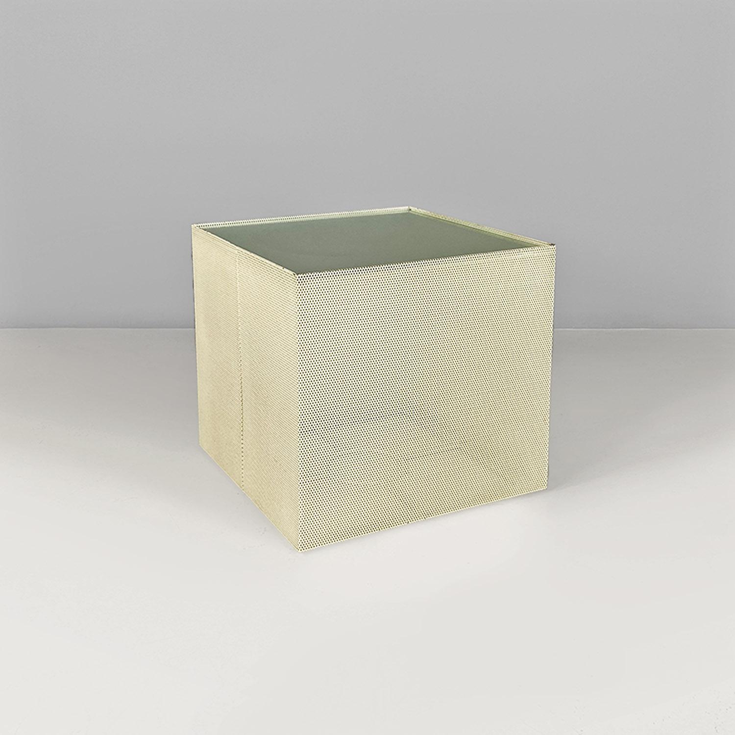 Modern Microperforated metal quasi-cube coffee table, modern Italian, ca. 1980. For Sale