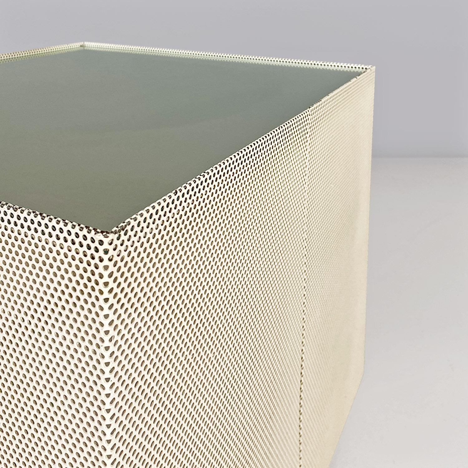 Metal Microperforated metal quasi-cube coffee table, modern Italian, ca. 1980. For Sale