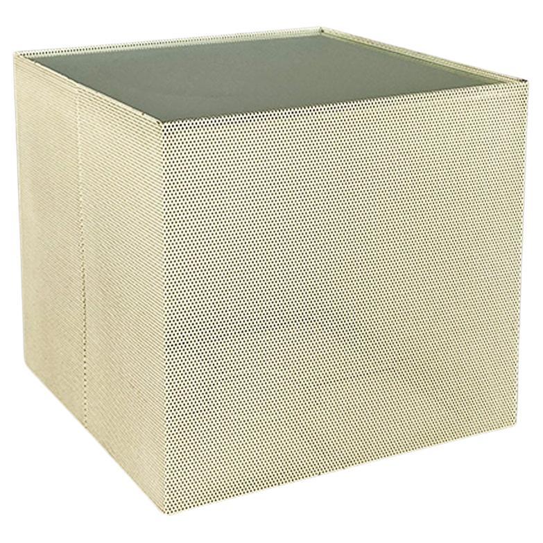 Microperforated metal quasi-cube coffee table, modern Italian, ca. 1980. For Sale