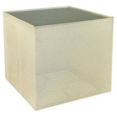 Vintage Microperforated metal quasi-cube coffee table, modern Italian, ca. 1980.