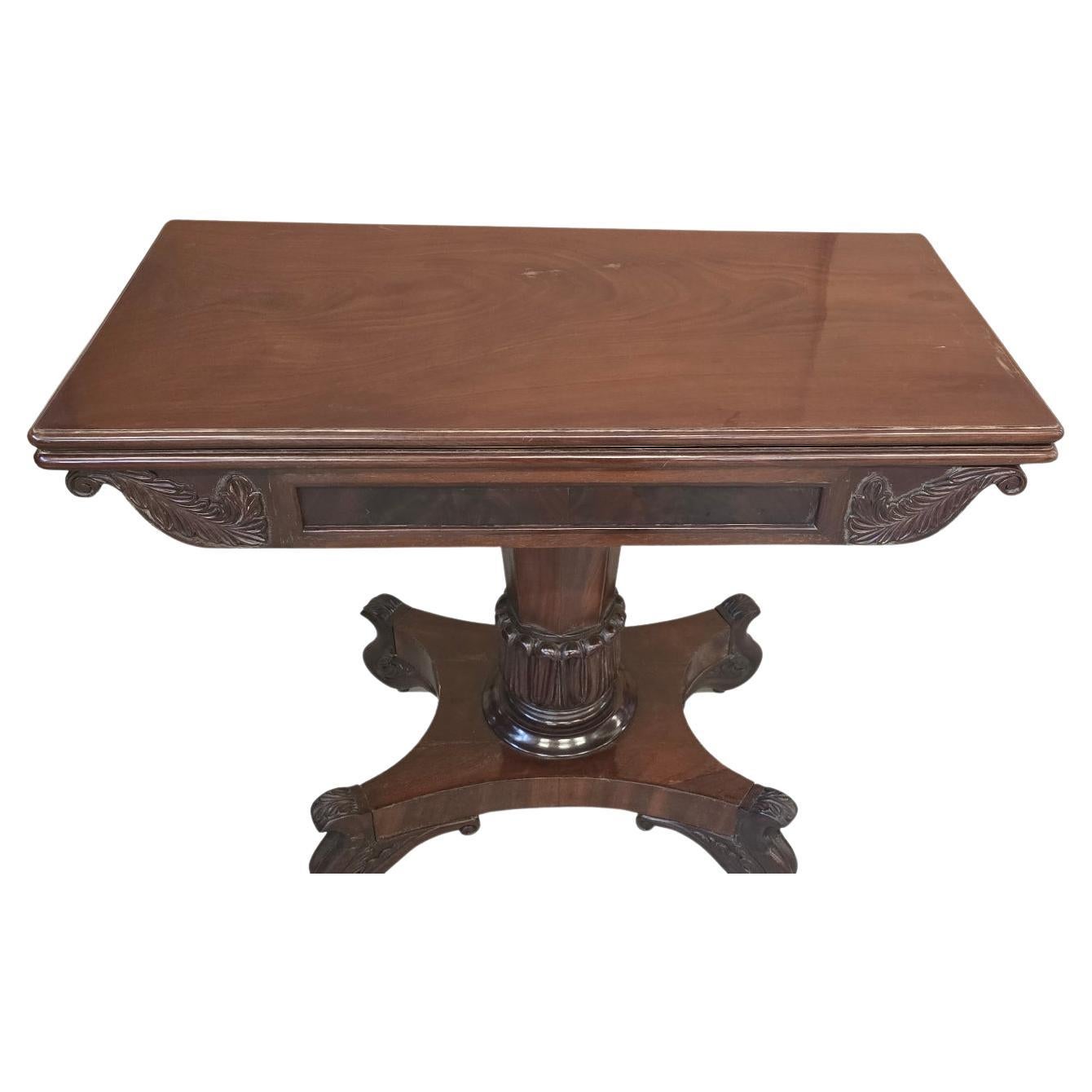 Mahogany Feather Antique Book Game Table For Sale