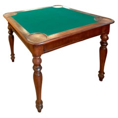 Tavolo da gioco antico in noce, italiano, del XIX secolo