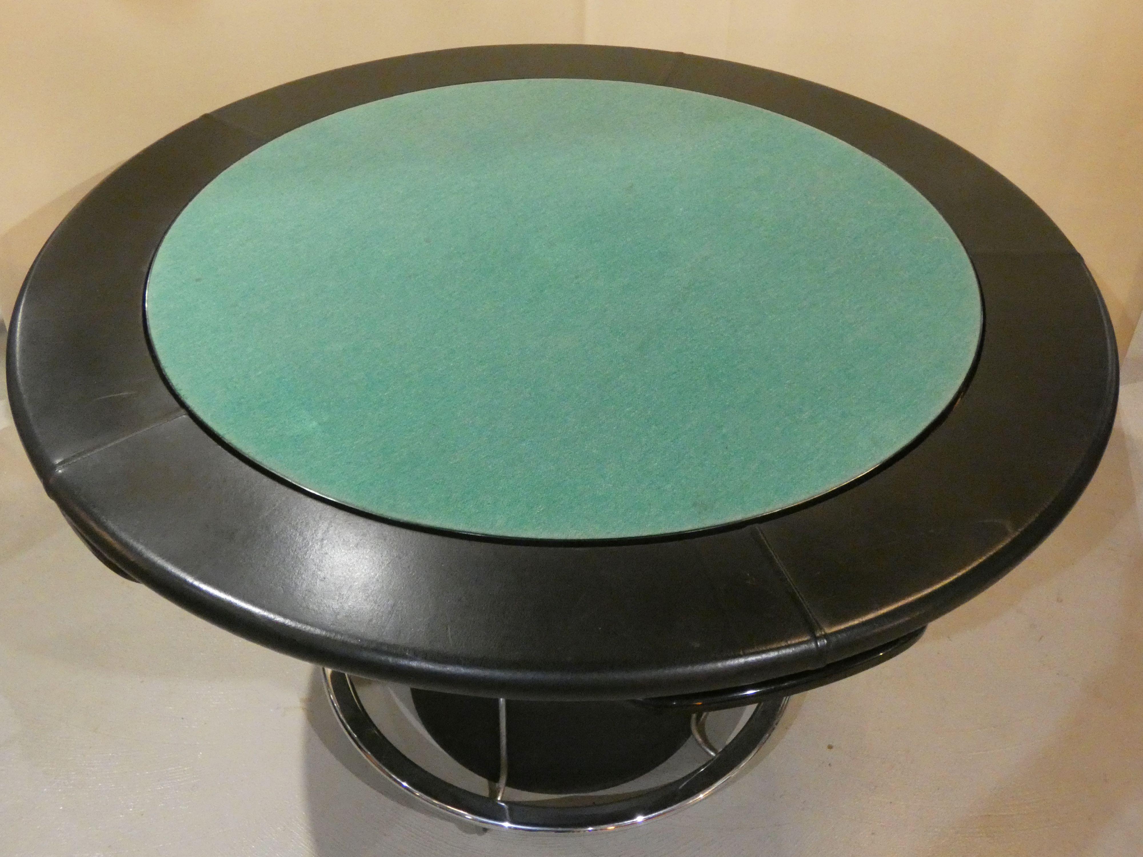 Table de jeu en cuir et acier, Italie 1970 en vente 10