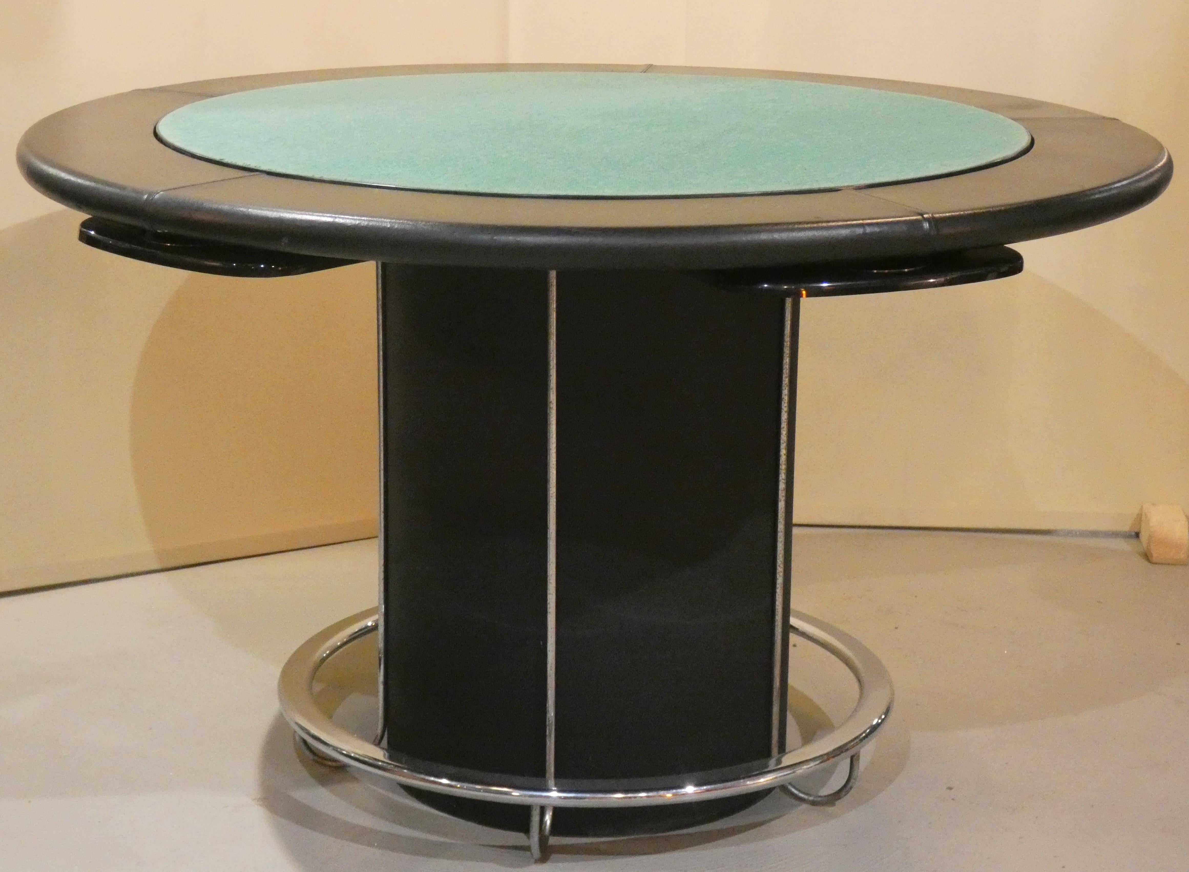 Ère spatiale Table de jeu en cuir et acier, Italie 1970 en vente