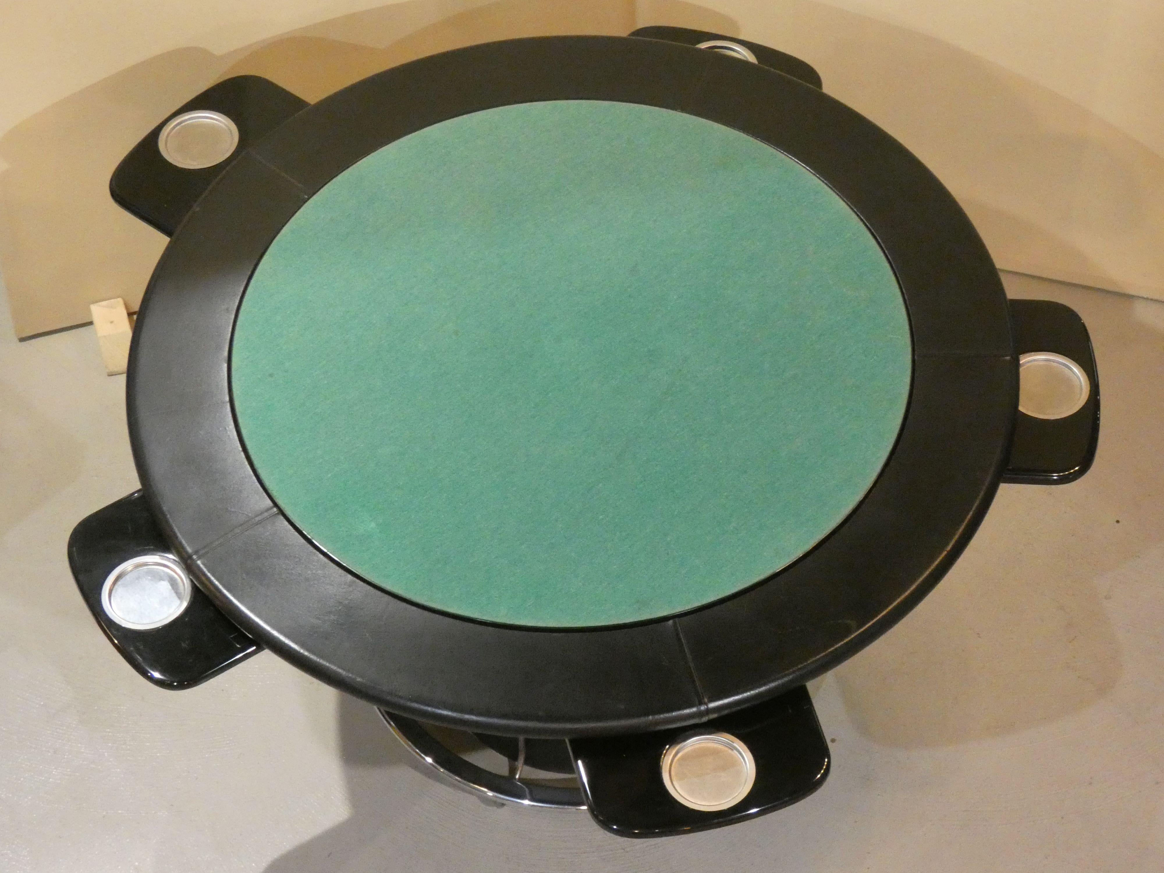 Poli Table de jeu en cuir et acier, Italie 1970 en vente