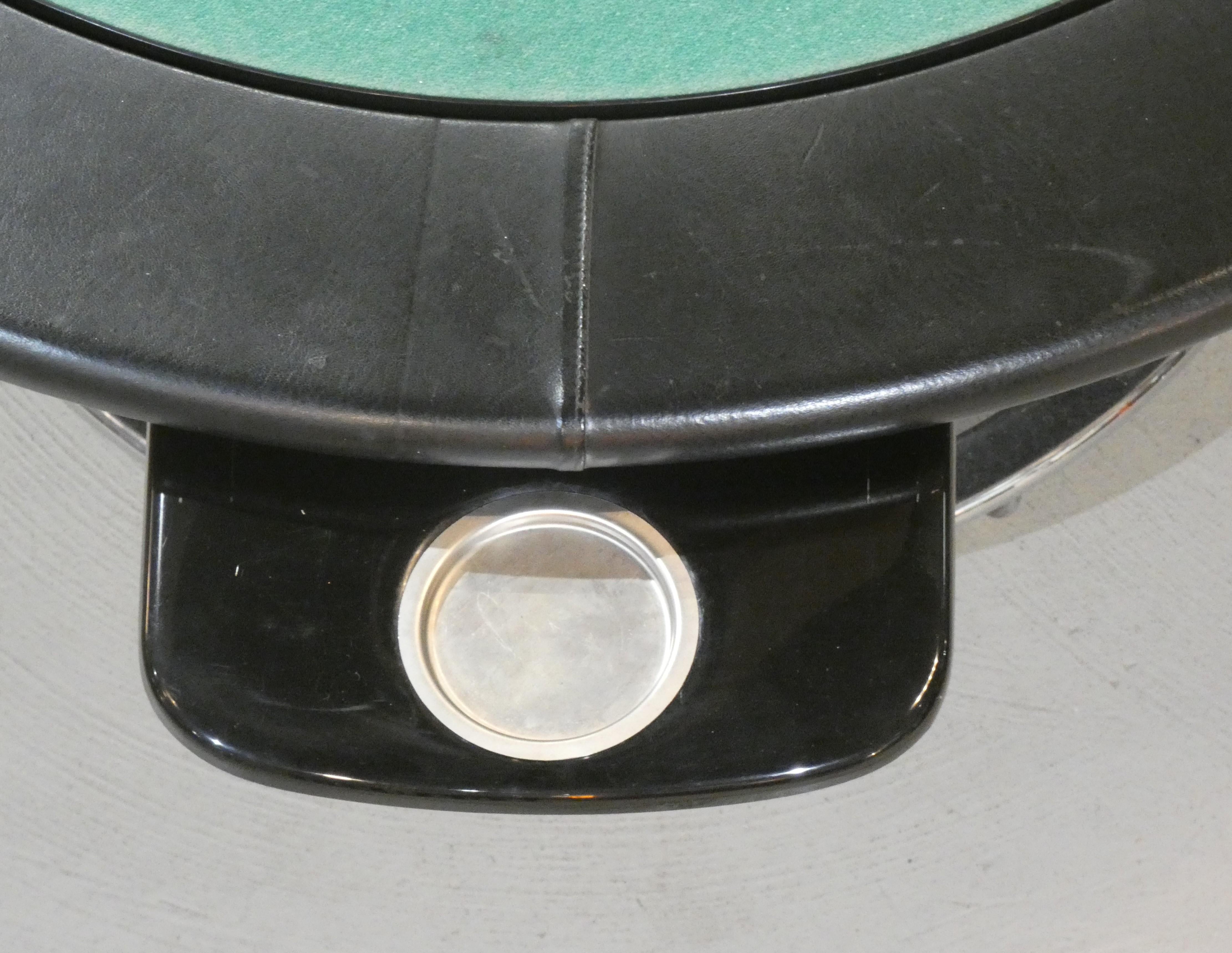 Table de jeu en cuir et acier, Italie 1970 Excellent état - En vente à modena, Emilia-Romagna