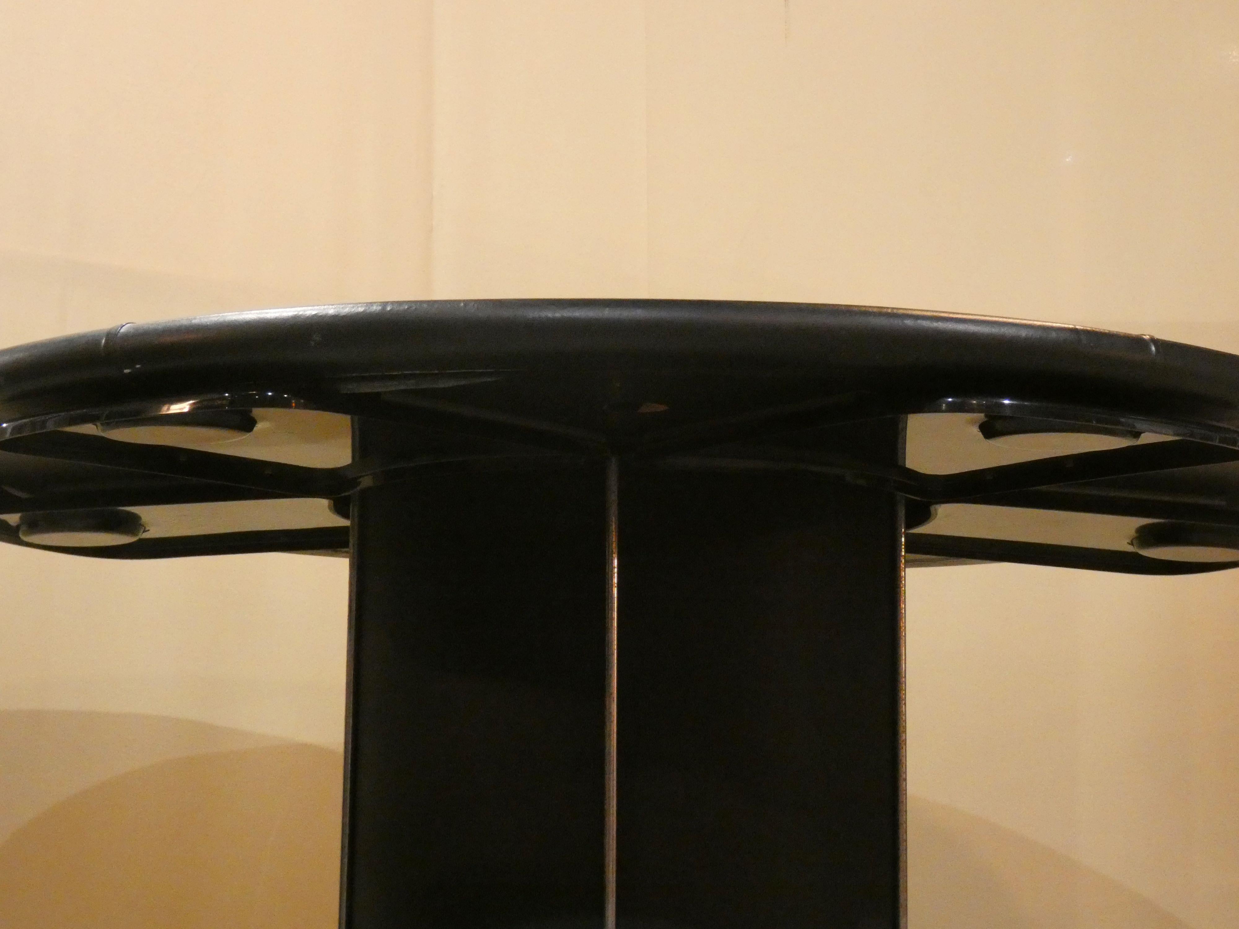 Cuir Table de jeu en cuir et acier, Italie 1970 en vente