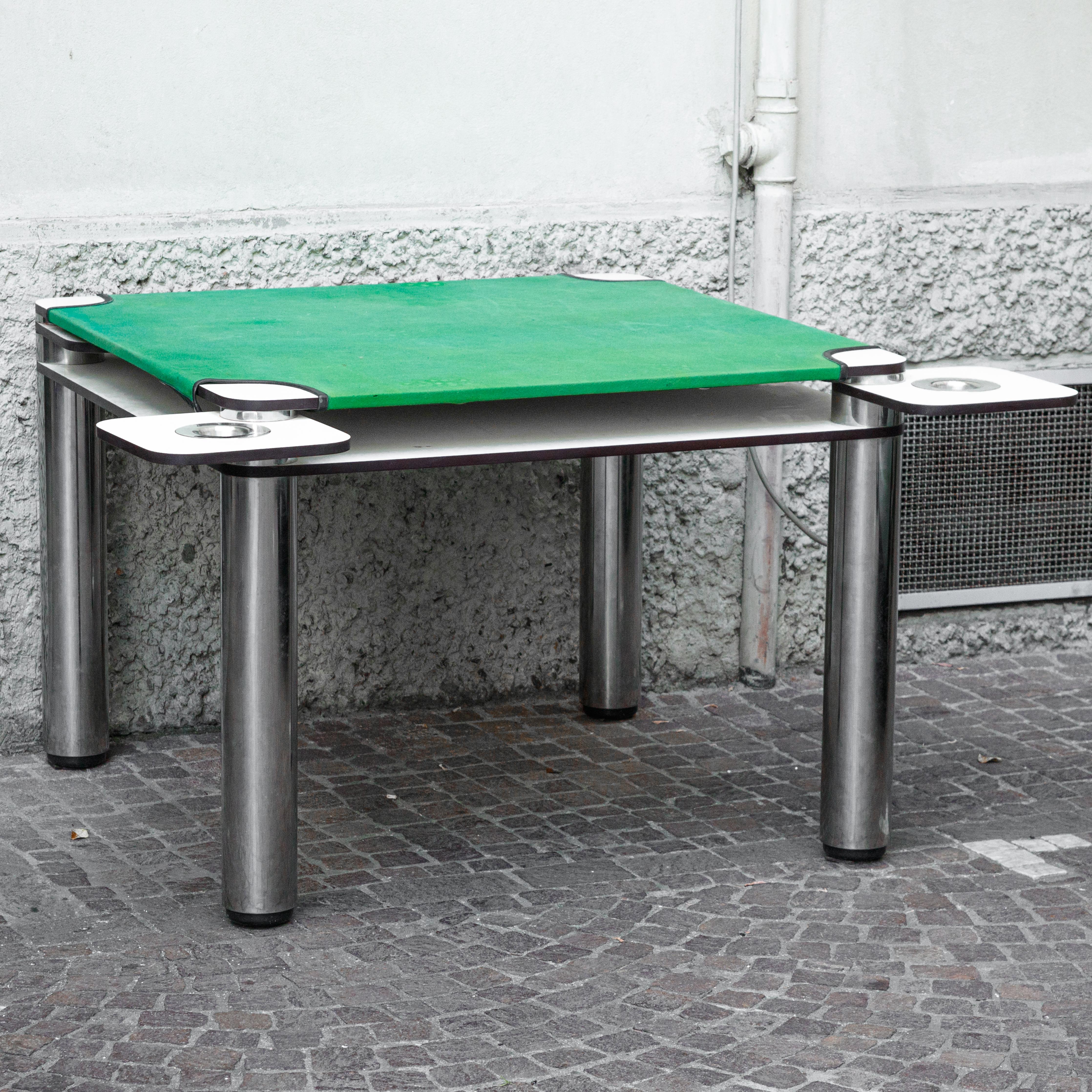 Stainless Steel Joe Colombo Poker Game Table For Sale