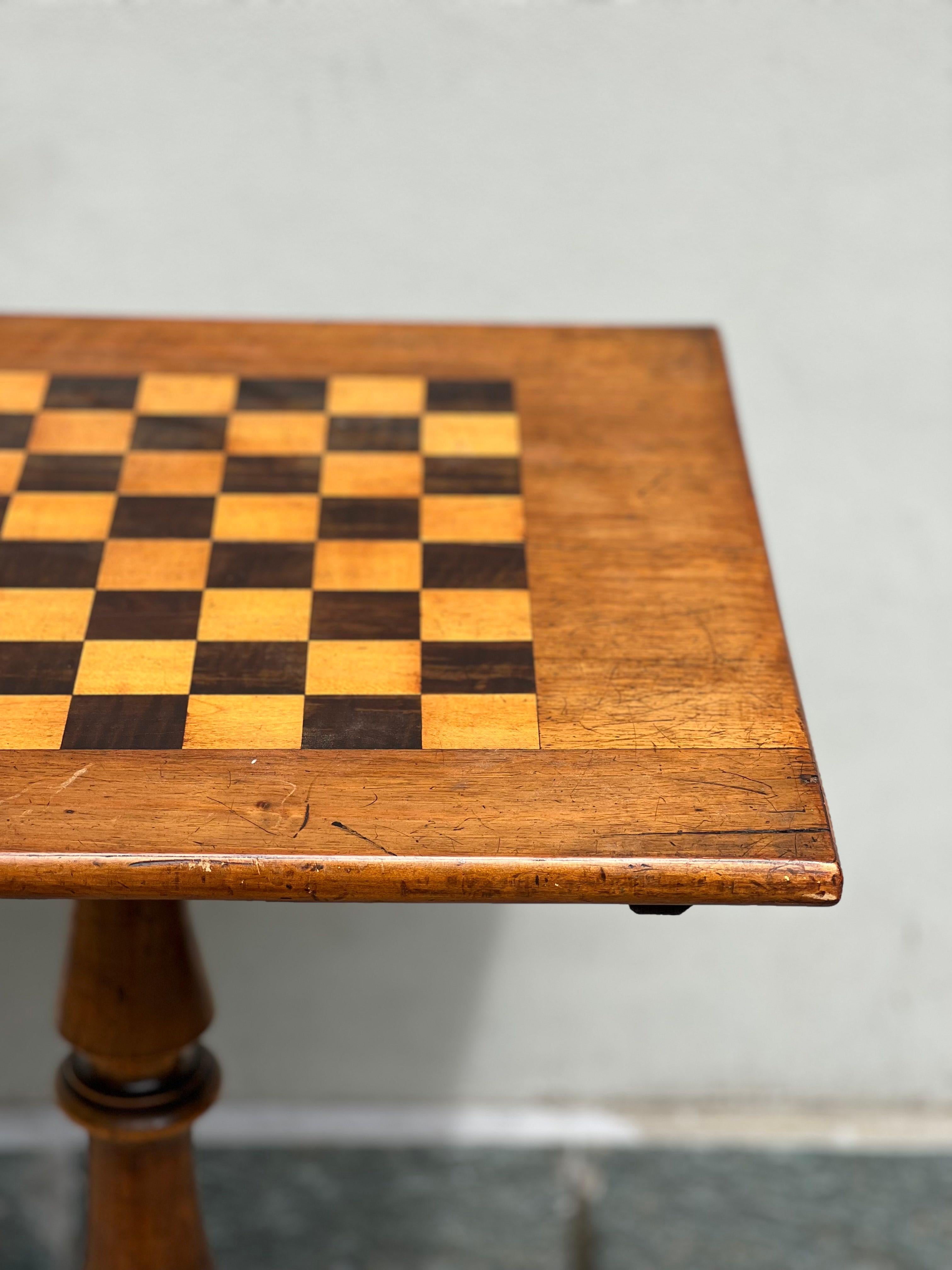 tavolo da gioco - tavolo a scacchiera - tavolino - prima meta xx secolo  en vente 4