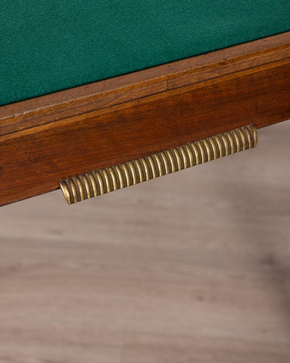 Mid-Century moderno Tavolo da gioco vintage anni 40 in legno e ottone dorato design Italiano in vendita