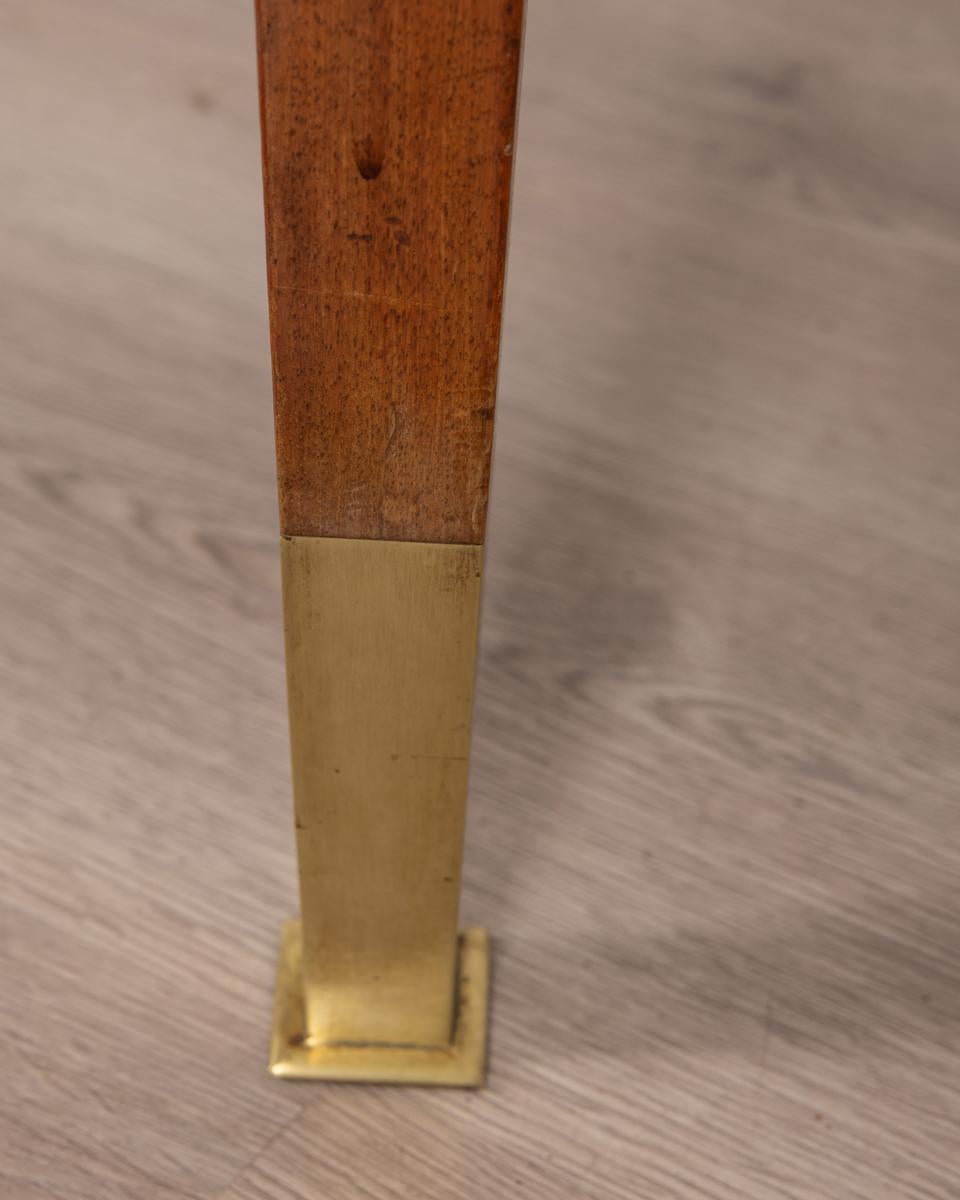 Ottone Tavolo da gioco vintage anni 40 in legno e ottone dorato design Italiano in vendita