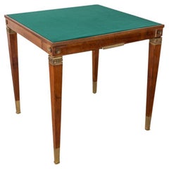 Table de jeu vintage des années 1940 en bois et laiton doré design italien