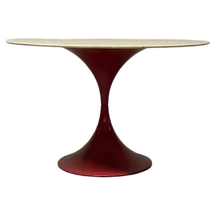 Tavolo da pranzo a clessidra con base in metallo e piano in marmo, anni 
60-
70 en venta