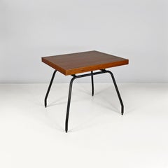 Italian mid-century modern solid wood and metal extendable dining table, 1960s