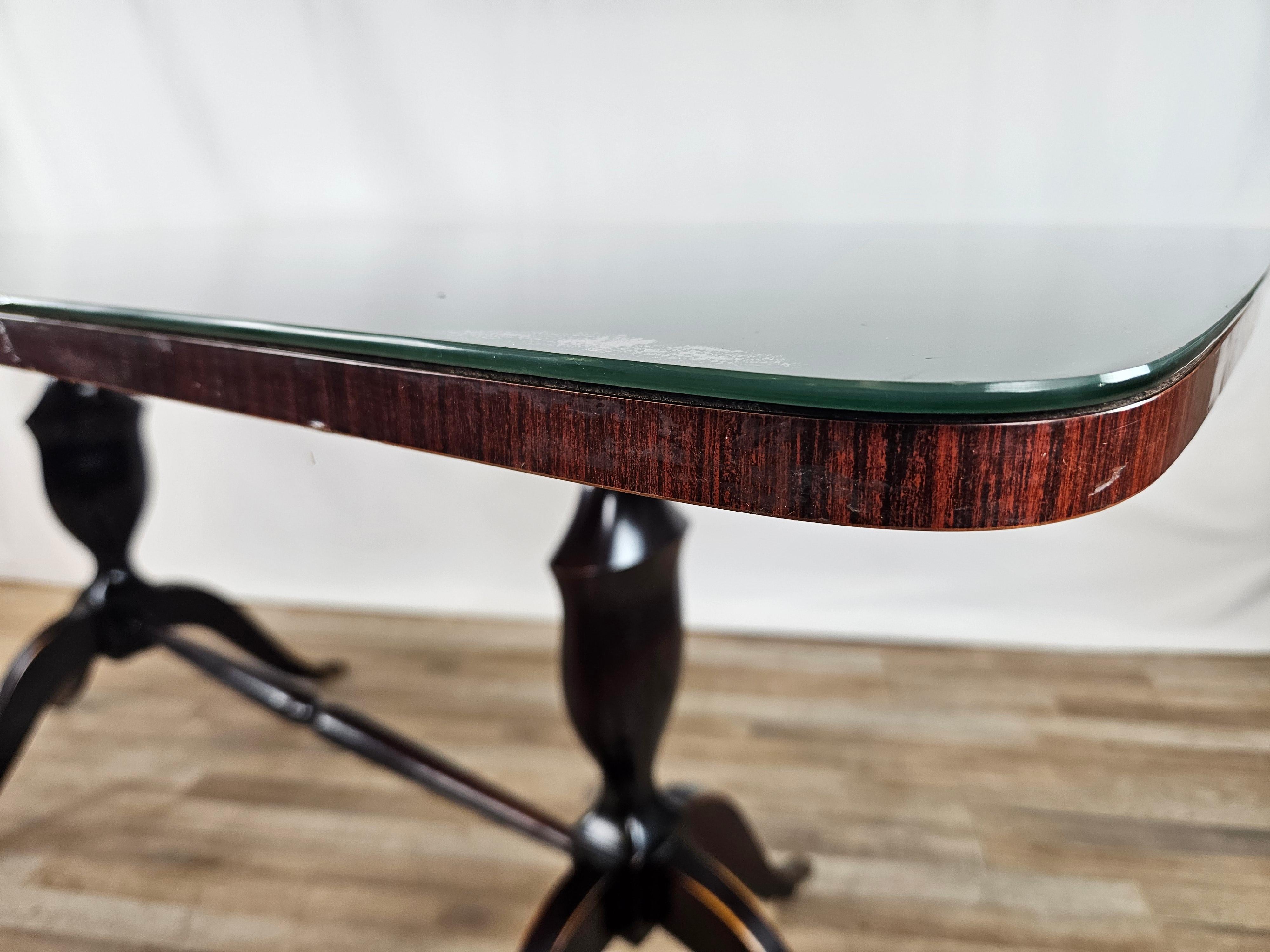 Table de salle à manger des années 1950 avec plateau en verre en vente 4