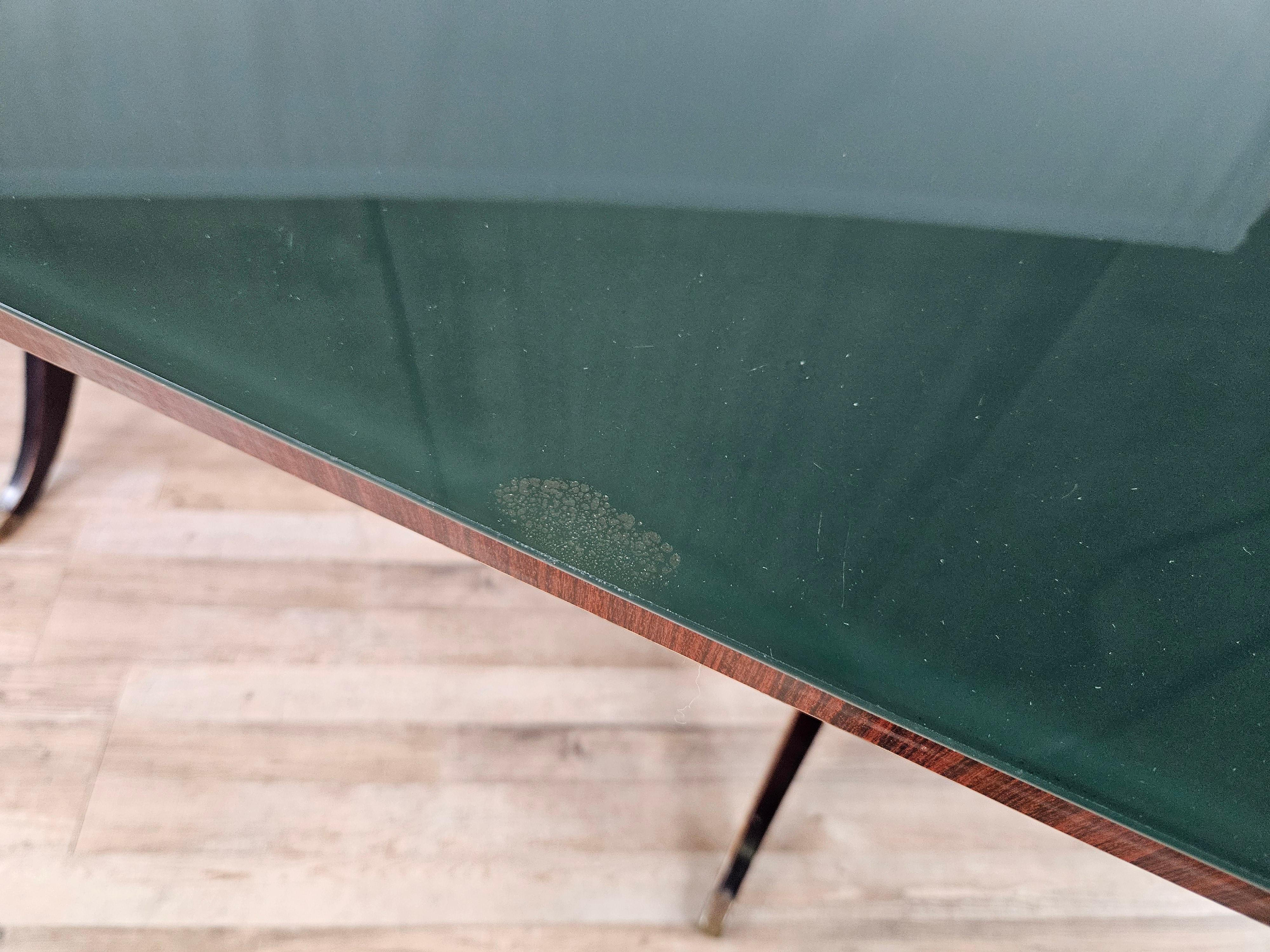 1950s dining table with glass top For Sale 1