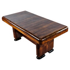 Table de salle à manger Art Déco en bois de bruyère avec pieds laqués 20e siècle