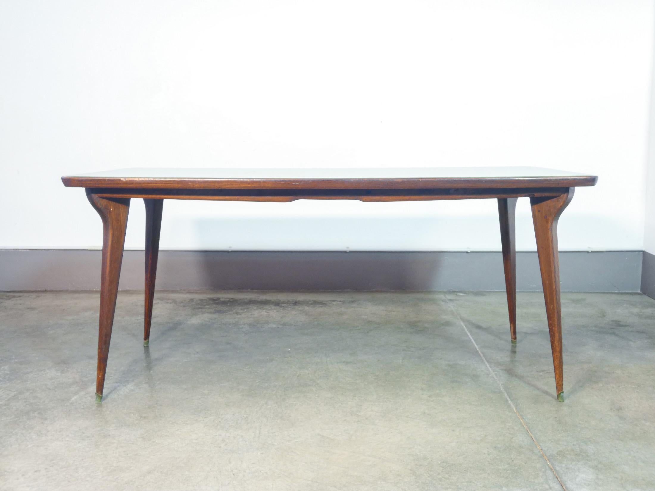 Mid-20th Century Tavolo da pranzo di design italiano degli anni 50, piano in vetro in vendita