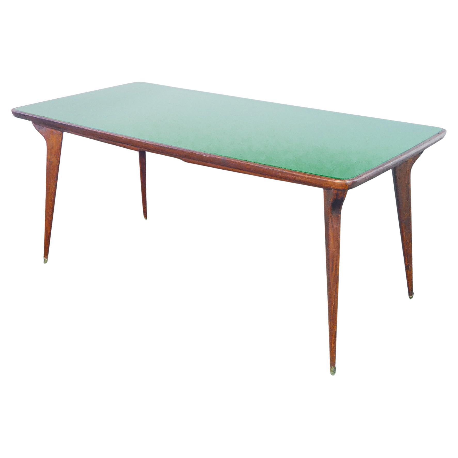 Tavolo da pranzo di design italiano degli anni 50, piano in vetro