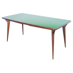 Mesa de comedor de diseño italiano de los años 50, tapa de cristal