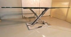 Steel and Glass Dining Table, Italy 1970s